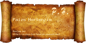 Paizs Hortenzia névjegykártya